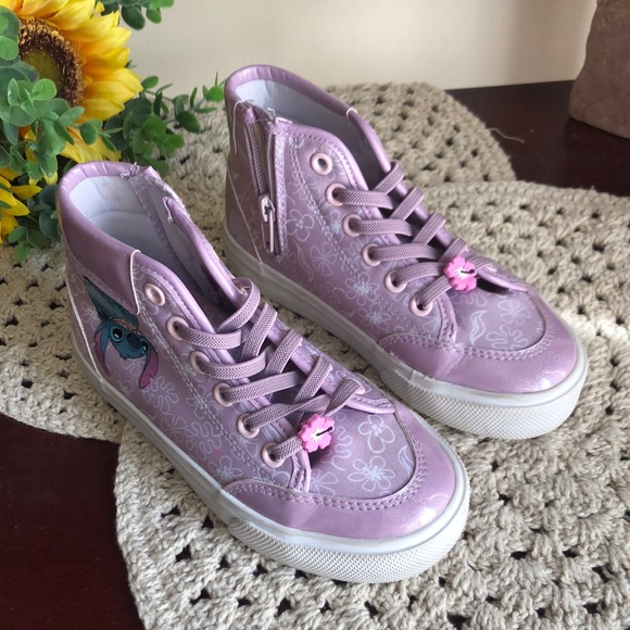 Disney Girls Purple High-Top Stitch Sneakers with Iridescent Finish - Picture 12 of 12
